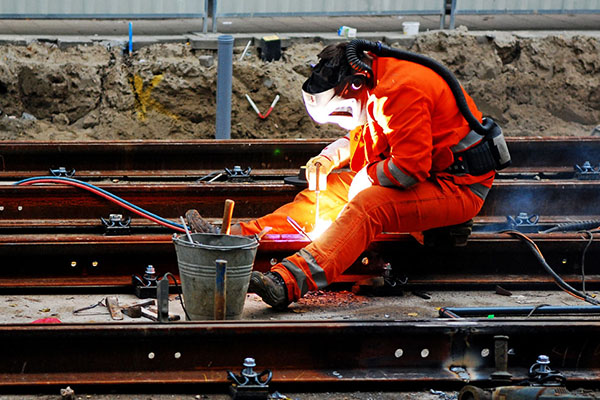 Rail track maintenance worker